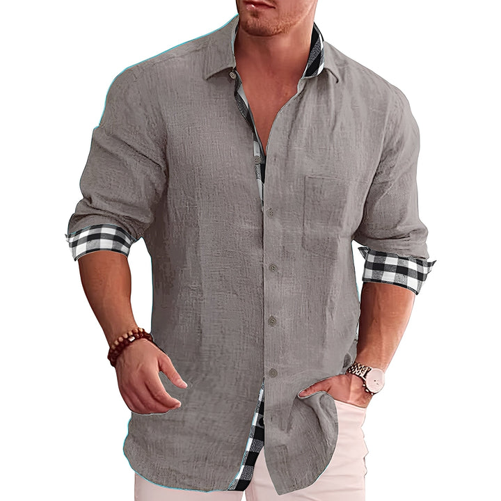 Camisa xadrez masculina de manga longa para o dia a dia, estilo casual e confortável, ideal para a estação fria.