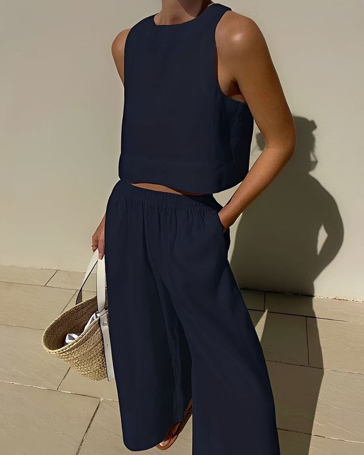 Conjunto Sasha, roupa feminina de duas peças. Estilo folgado, casual e confortável para verão e primavera.