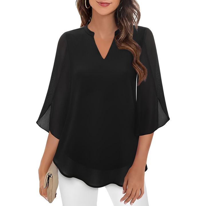 Blusa feminina decote V, solta e confortável. Disponível em diversas cores e tamanhos para um verão casual.