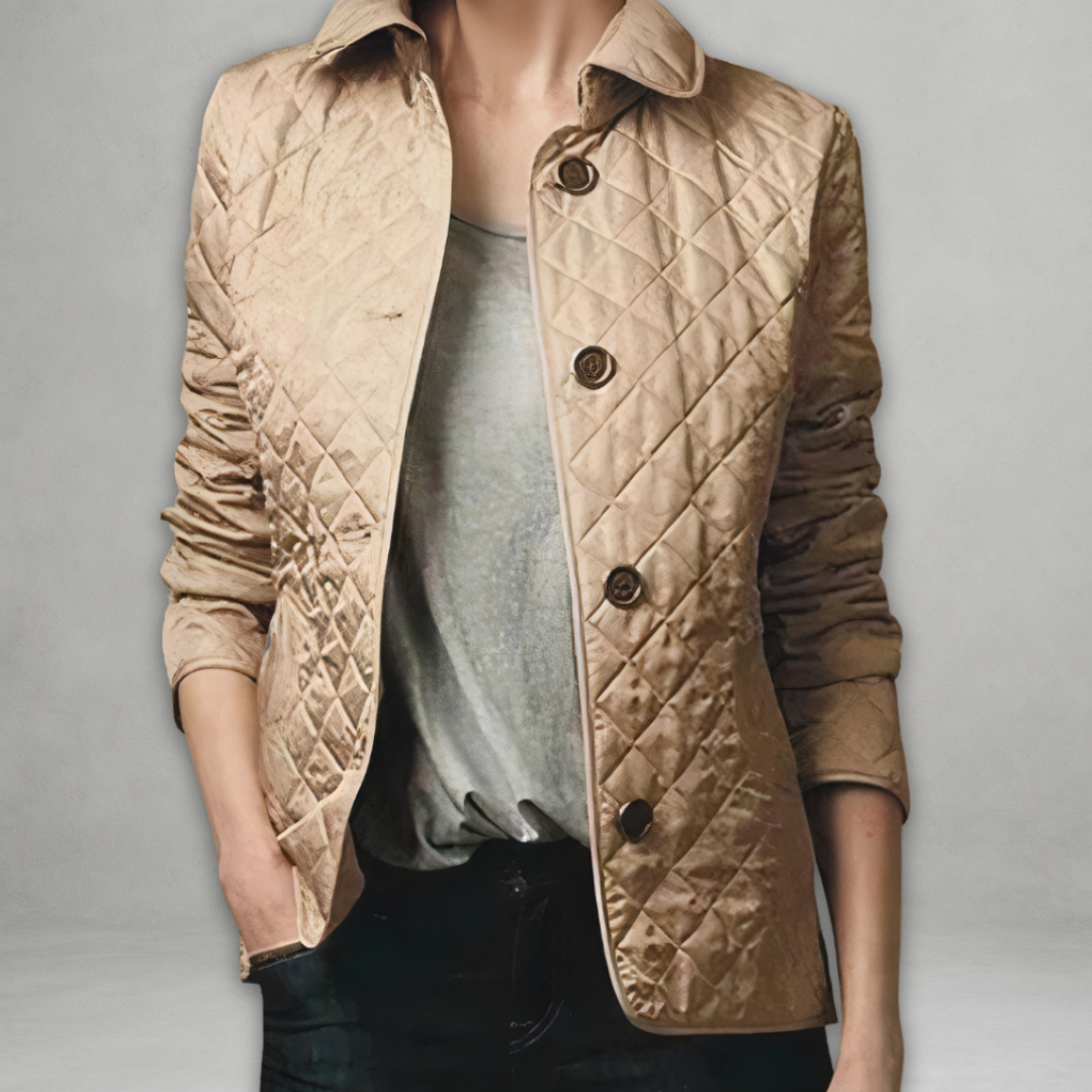 Jaqueta feminina elegante de primavera, tecido leve, estilo moderno e casual, ideal para transição de estações.