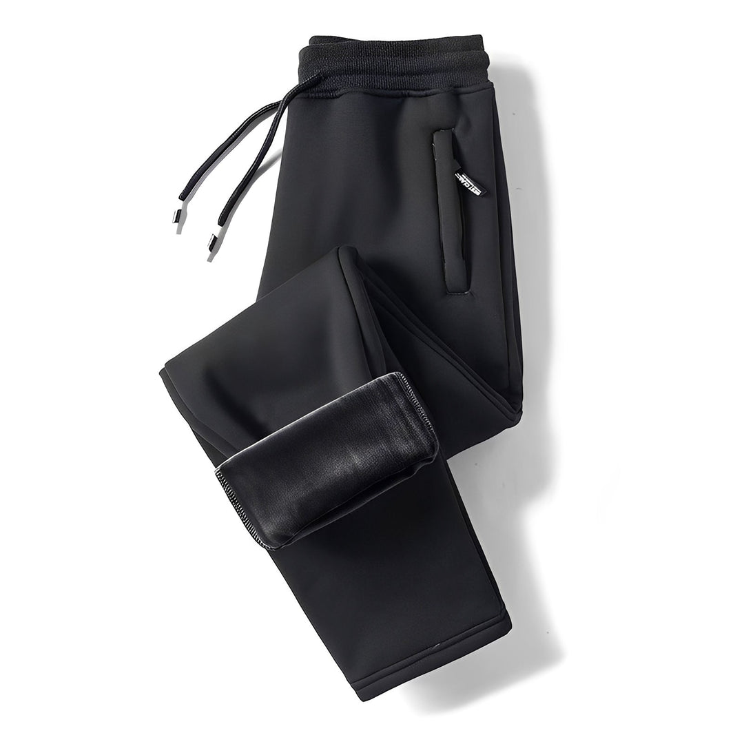 Calça masculina térmica casual reta, unindo conforto superior para o inverno e estilo moderno. Roupa de lazer.