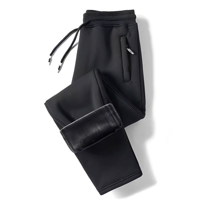 Calça masculina térmica casual reta, unindo conforto superior para o inverno e estilo moderno. Roupa de lazer.