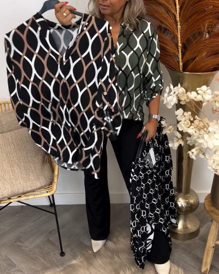 Blusa feminina manga longa, com estampa versátil. Peça casual e elegante, perfeita para qualquer ocasião.