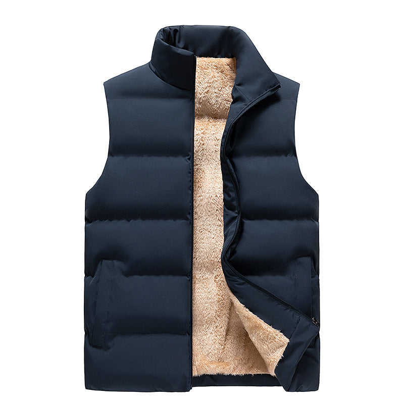 Colete masculino Perry azul marinho, agasalho de inverno com conforto e estilo. Moda casual para homens.