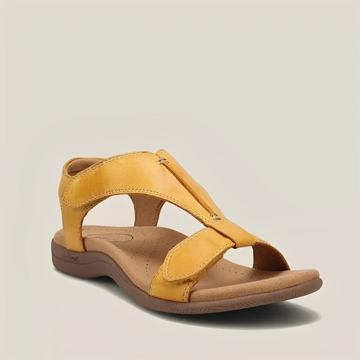 Sandália feminina plataforma ajustável com velcro Sharon, ideal para verão e moda casual.
