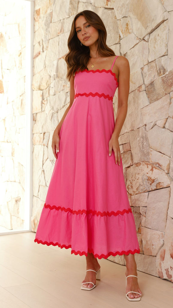 Vestido longo feminino de alça, com ajuste perfeito para o verão.