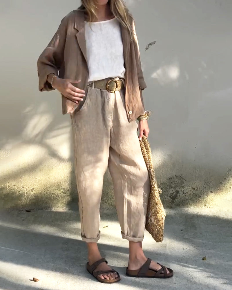 Roupa feminina conjunto Flora, ideal para o dia a dia. Estilo elegante e confortável, perfeito para a estação.