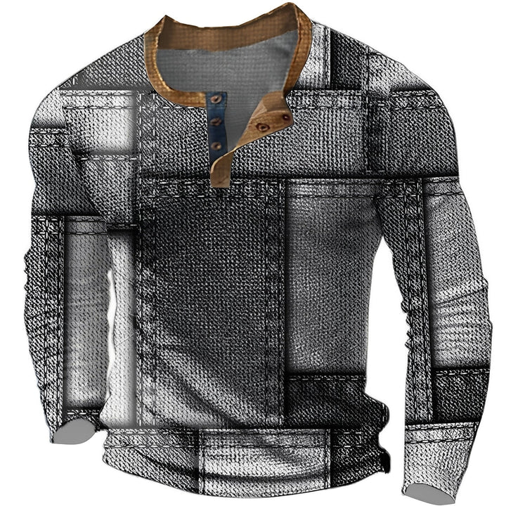 Homem em ambiente urbano com camisa de manga longa casual, combinando conforto e moda masculina.