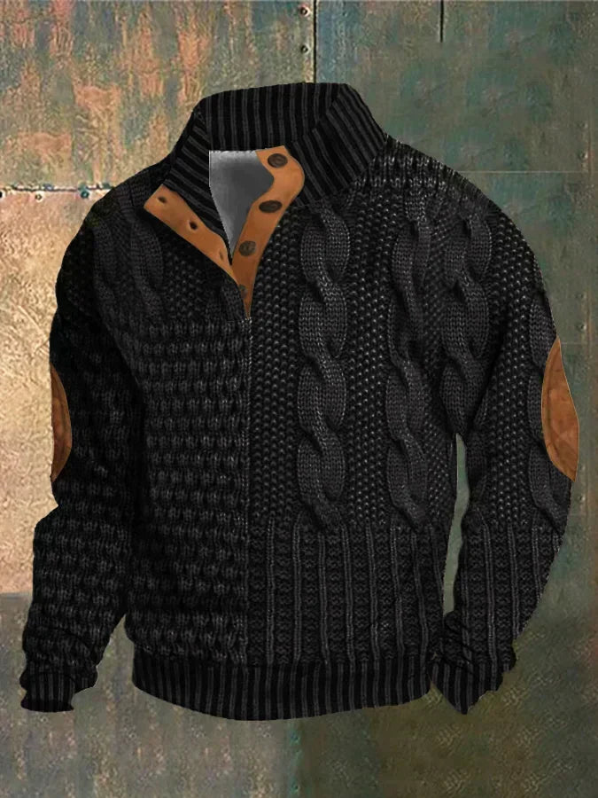 Suéter gola redonda premium para moda masculina, elegância e conforto no outono-inverno.