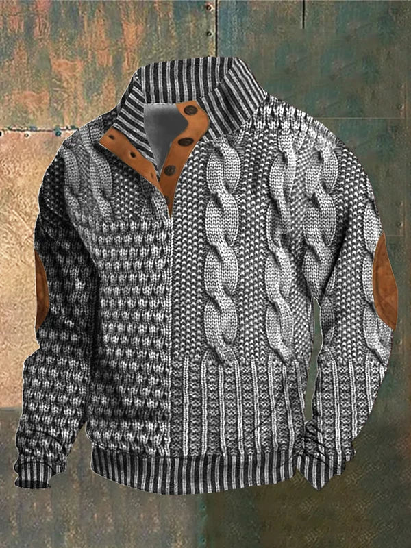 Suéter masculino gola redonda em malha premium, conforto e estilo para moda inverno.