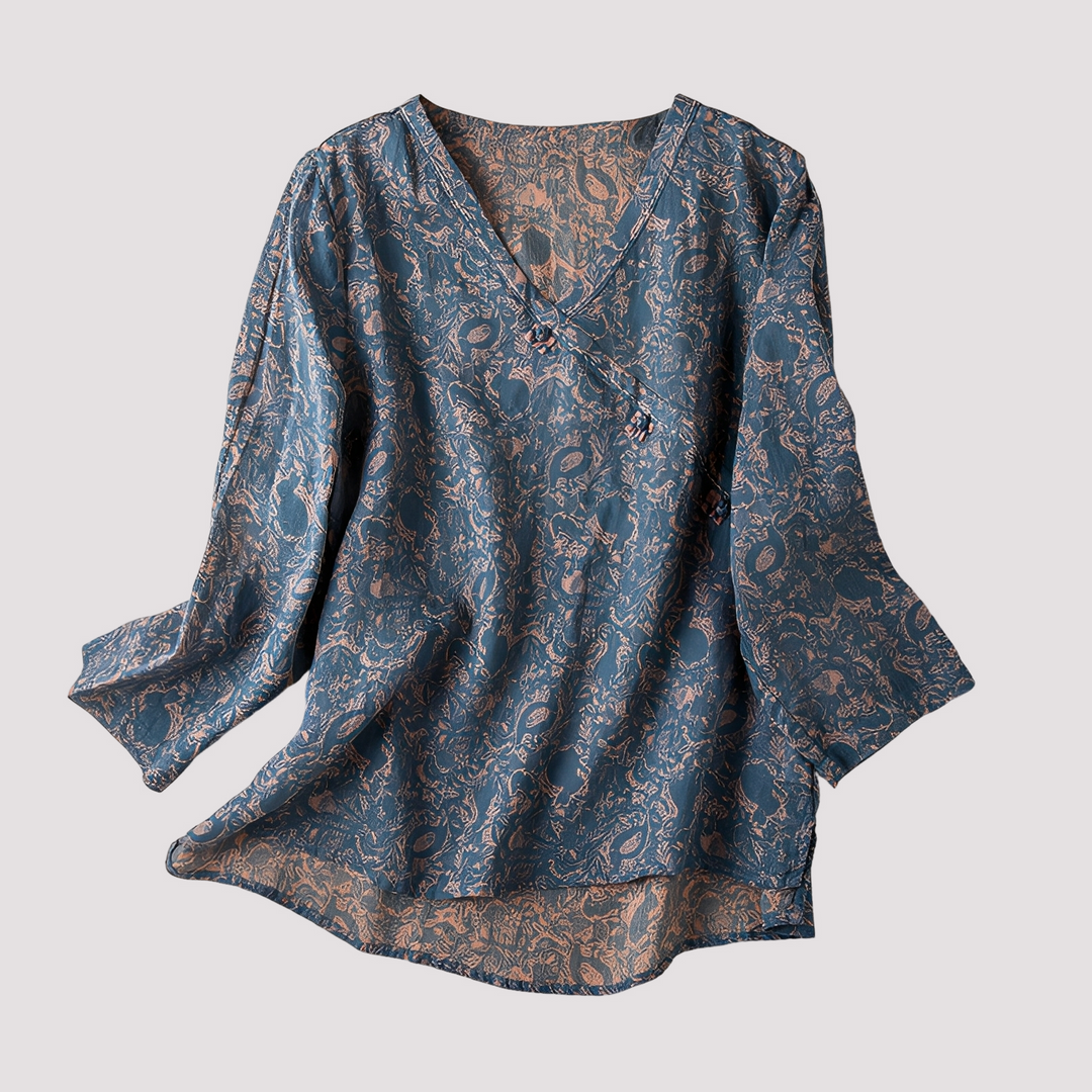 Blusa feminina manga longa floral, design estampado chique. Moda feminina confortável e versátil para todas as estações.