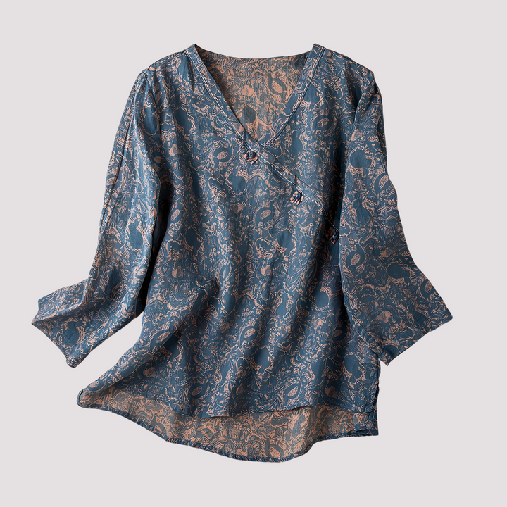 Blusa feminina manga longa floral, design estampado chique. Moda feminina confortável e versátil para todas as estações.