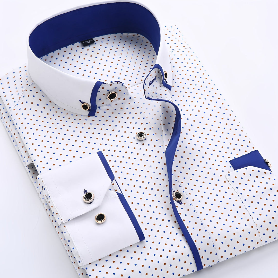 Camisa social masculina azul de manga longa, ideal para o escritório e looks formais. Clássica e versátil.