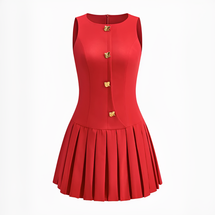 Vestido mini plissado para mulher, design refinado e confortável. Vestido de verão ideal para viagens e moda.