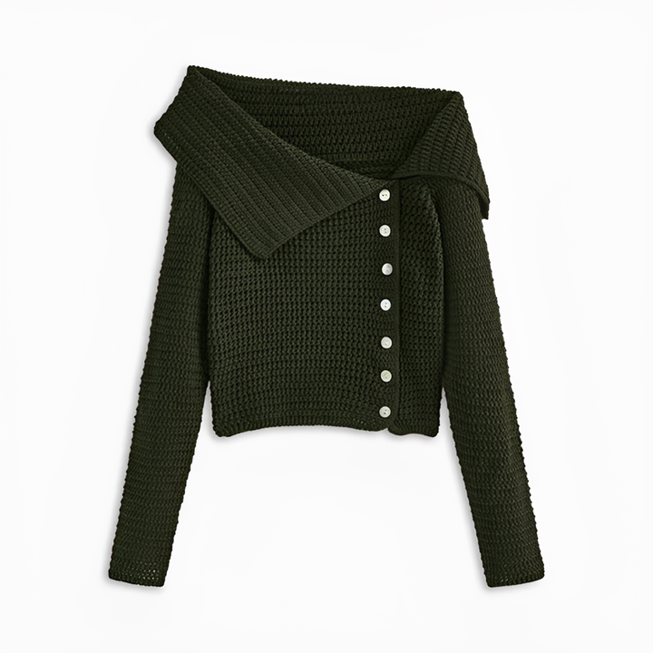 Suéter feminino assimétrico Ginalyn com um ombro, pulôver moderno para um estilo casual e elegante de inverno.