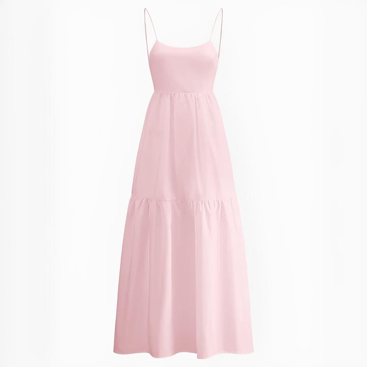 Vestido longo feminino elegante para festa, estilo sem costas. Roupa chic de verão para ocasiões especiais.