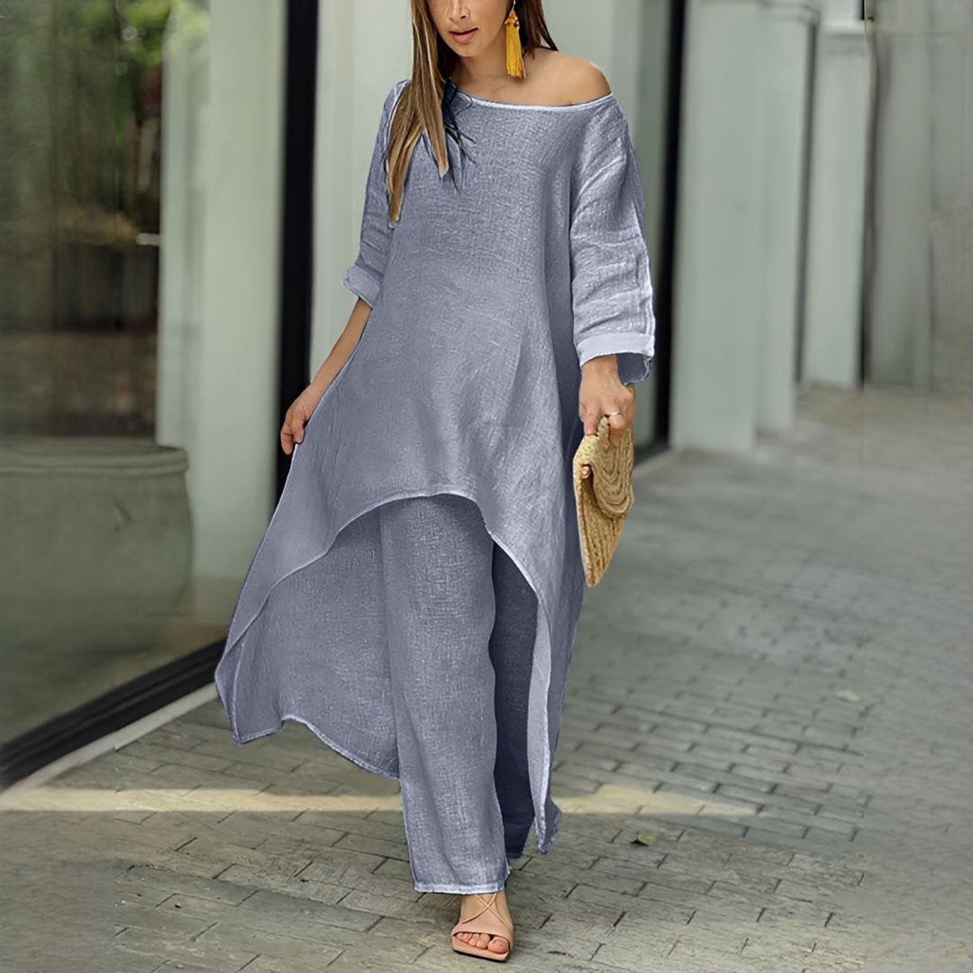Conjunto feminino duas peças, casual chique para o verão. Conforto e estilo para o dia a dia.