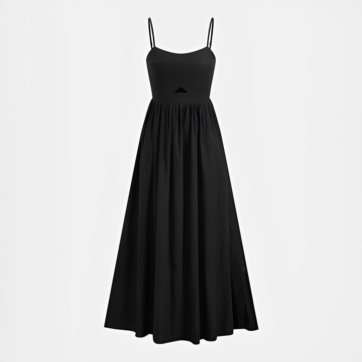 Vestido longo feminino casual sem mangas, com recorte moderno, perfeito para o verão e conforto.