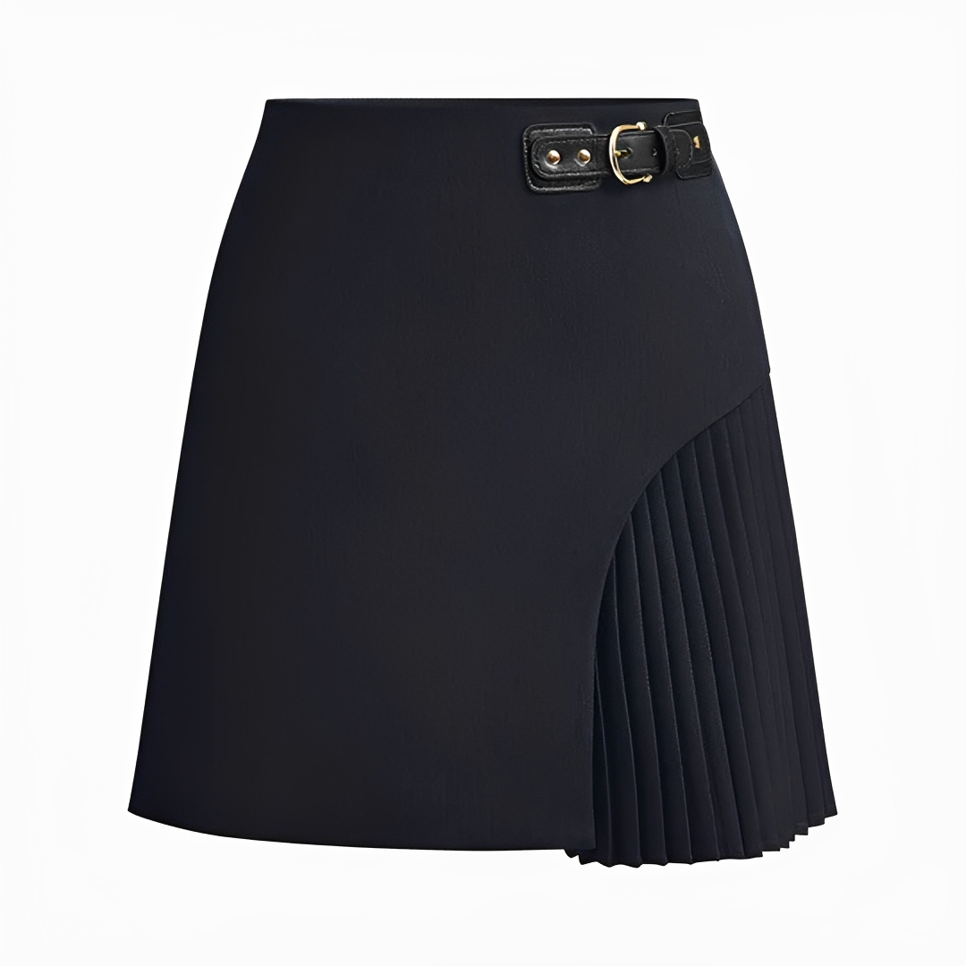 Saia plissada feminina chique, design versátil que combina estilo casual e elegante. Essencial para o dia a dia.