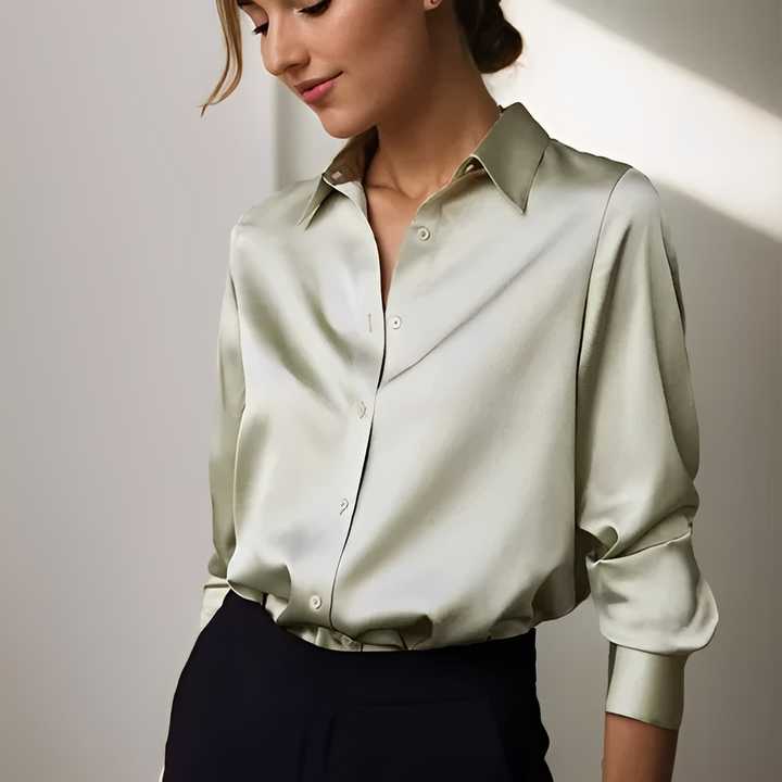 Blusa feminina da moda com botões, estilo versátil. Perfeita para primavera/verão, casual chic ou trabalho.