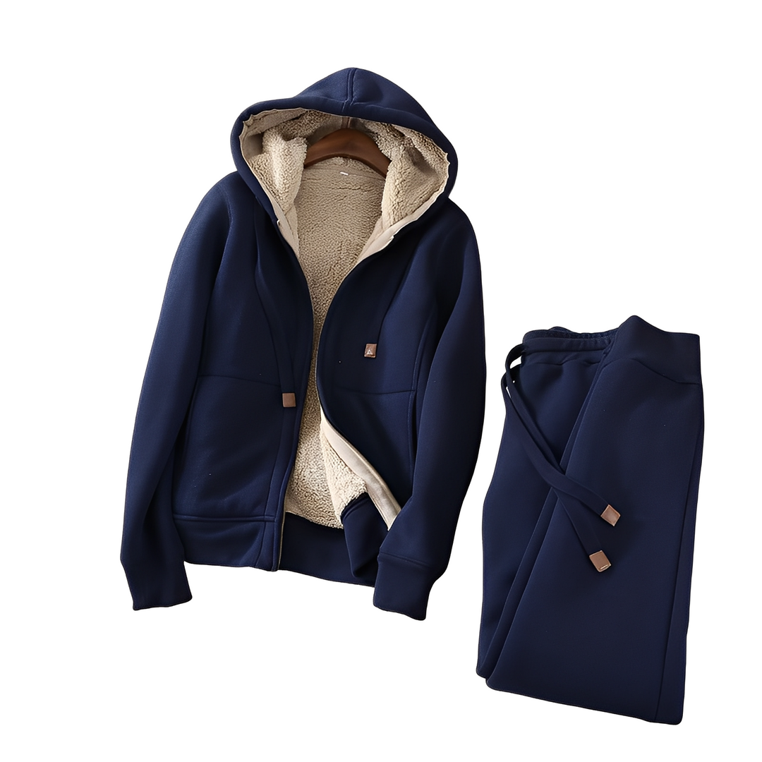 Moletom feminino confortável, conjunto casual para relaxar ou viajar. Perfeito para o estilo loungewear de inverno.