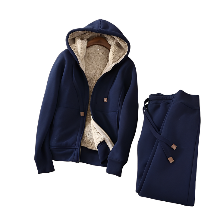 Moletom feminino confortável, conjunto casual para relaxar ou viajar. Perfeito para o estilo loungewear de inverno.