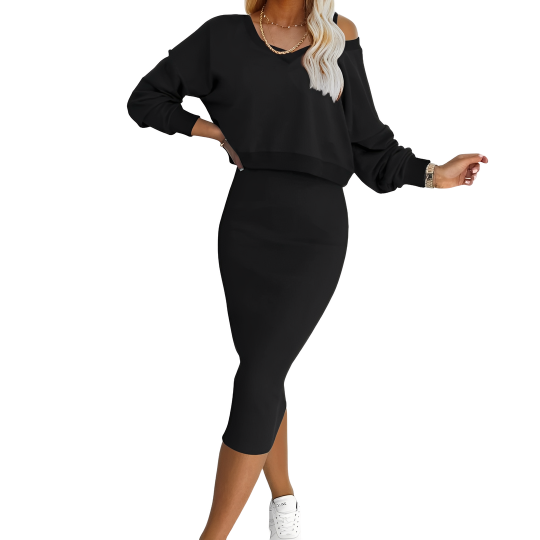 Conjunto feminino Tianna completo: blusa e saia elegante para um look versátil de moda casual ou dia a dia.