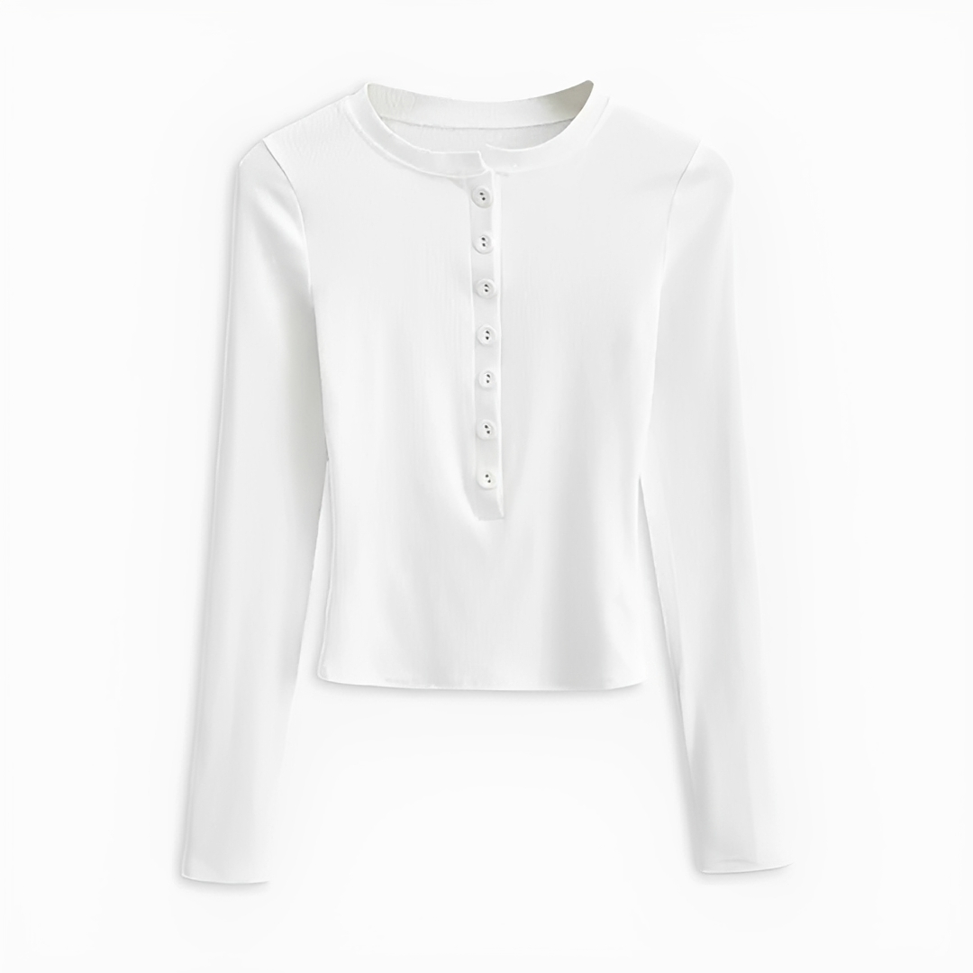 Camisa feminina de manga longa, elegante e versátil. Estilo moderno para uso no trabalho ou casual. Blusa essencial.