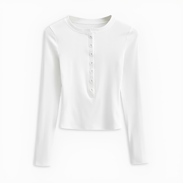 Camisa feminina de manga longa, elegante e versátil. Estilo moderno para uso no trabalho ou casual. Blusa essencial.