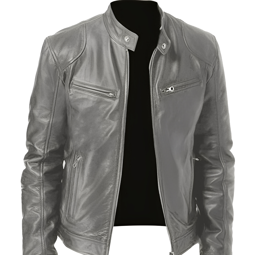 Jaqueta masculina elegante para inverno, com gola alta e zíper. Casaco confortável e moderno, ideal para estilo casual e formal.