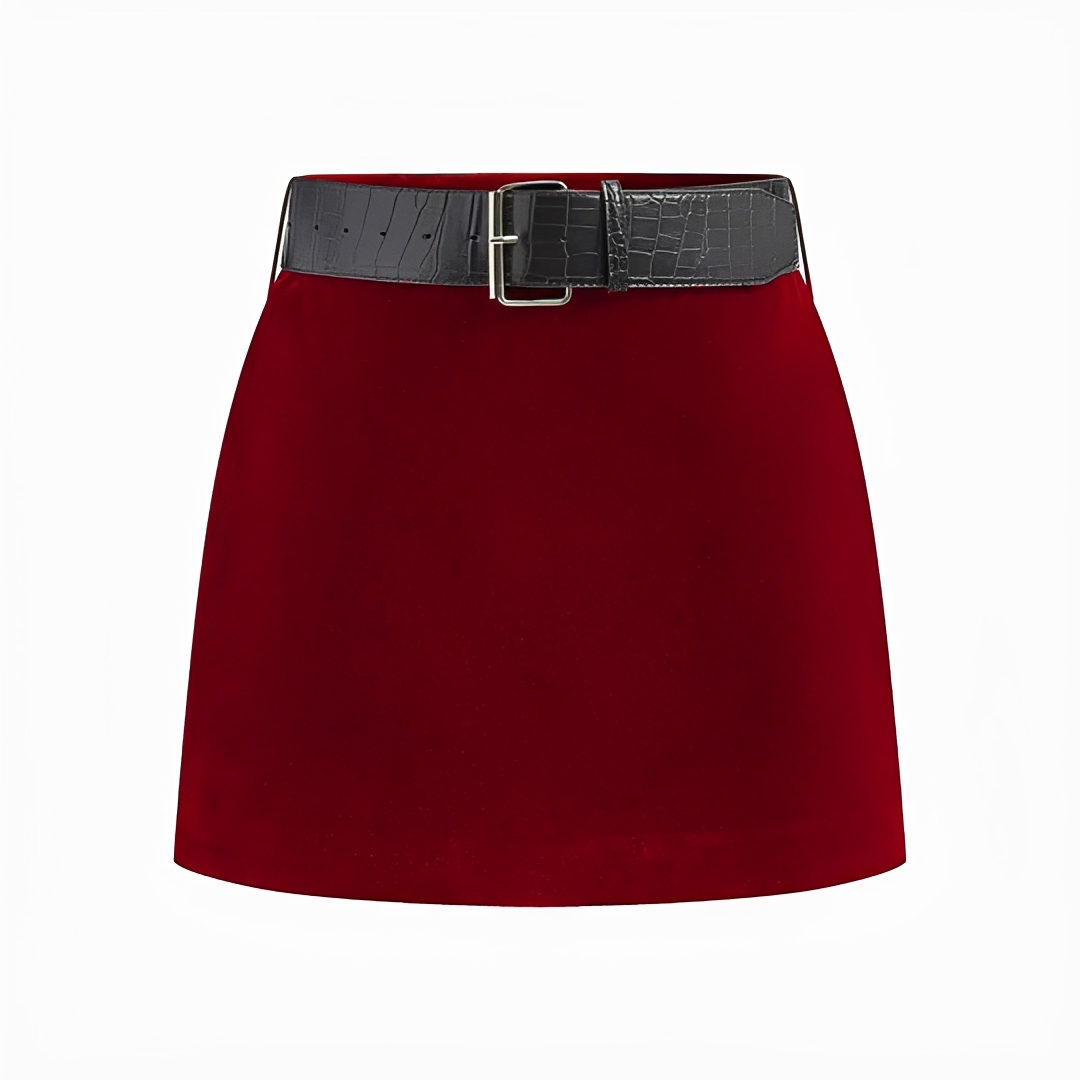 Saia mini feminina elegante para o verão, com cinto, perfeita para estilo casual chic.