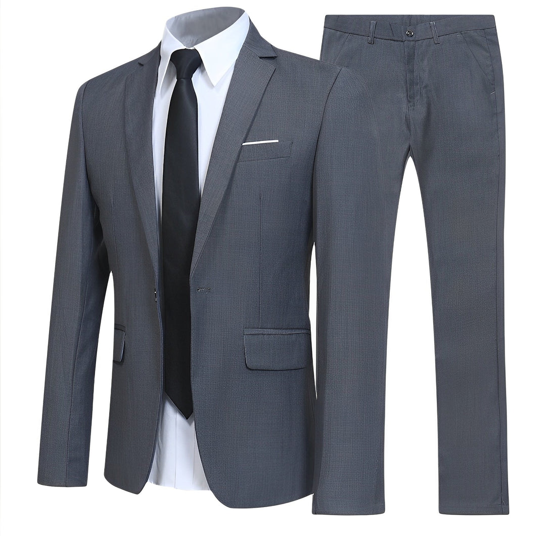 Conjunto de terno masculino cinza, ideal para alfaiataria de verão. Estilo elegante e casual.