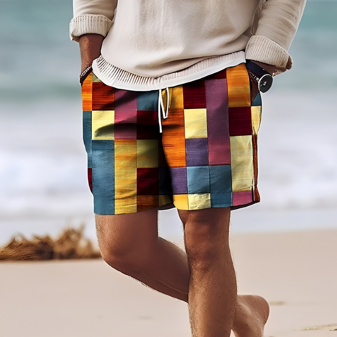 Shorts de praia masculinos estilosos, perfeitos para verão, piscina e férias. Conforto e moda casual masculina.