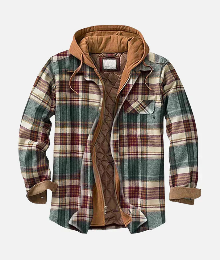 Jaqueta masculina casual xadrez patchwork. Conforto e estilo para o dia a dia, moda outono/inverno.