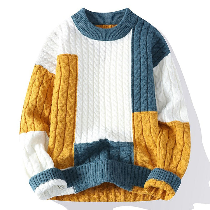 Roupa masculina: Camisola de gola redonda elegante. Suéter básico para moda outono/inverno, perfeito para o dia a dia.