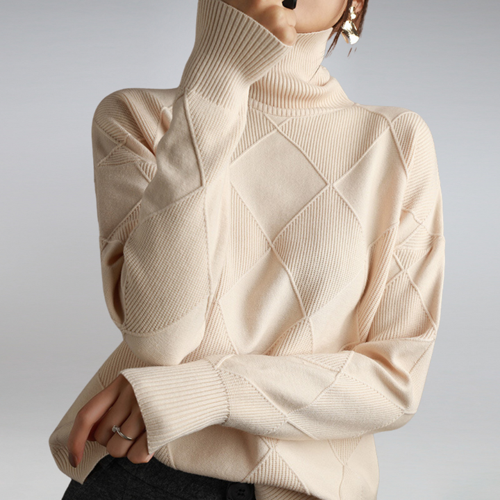 Suéter feminino gola alta, versátil e elegante. Perfeito para looks casuais e sofisticados de inverno.