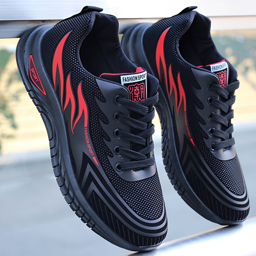 Sapatos masculinos elegantes e versáteis para o dia a dia, disponíveis em preto, branco e vermelho, para looks sociais e casuais.