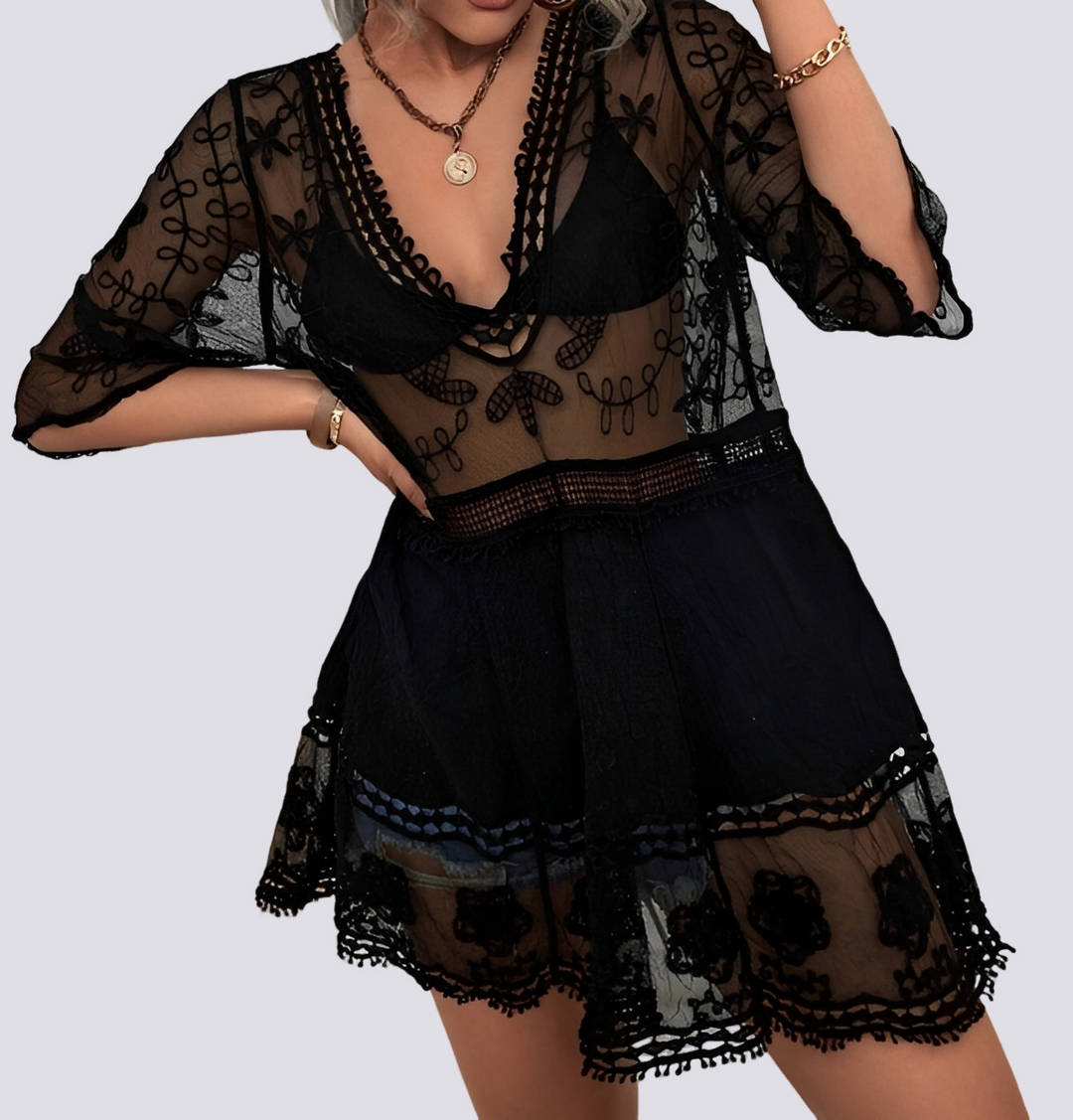 Look de verão: Vestido saida de praia feminino, elegante e confortável para a praia, piscina e ferias.