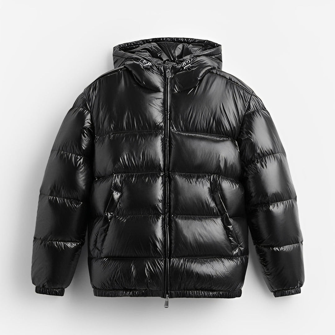 Casaco masculino acolchoado com capuz, disponível em tamanhos grandes. Roupa de inverno para frio.
