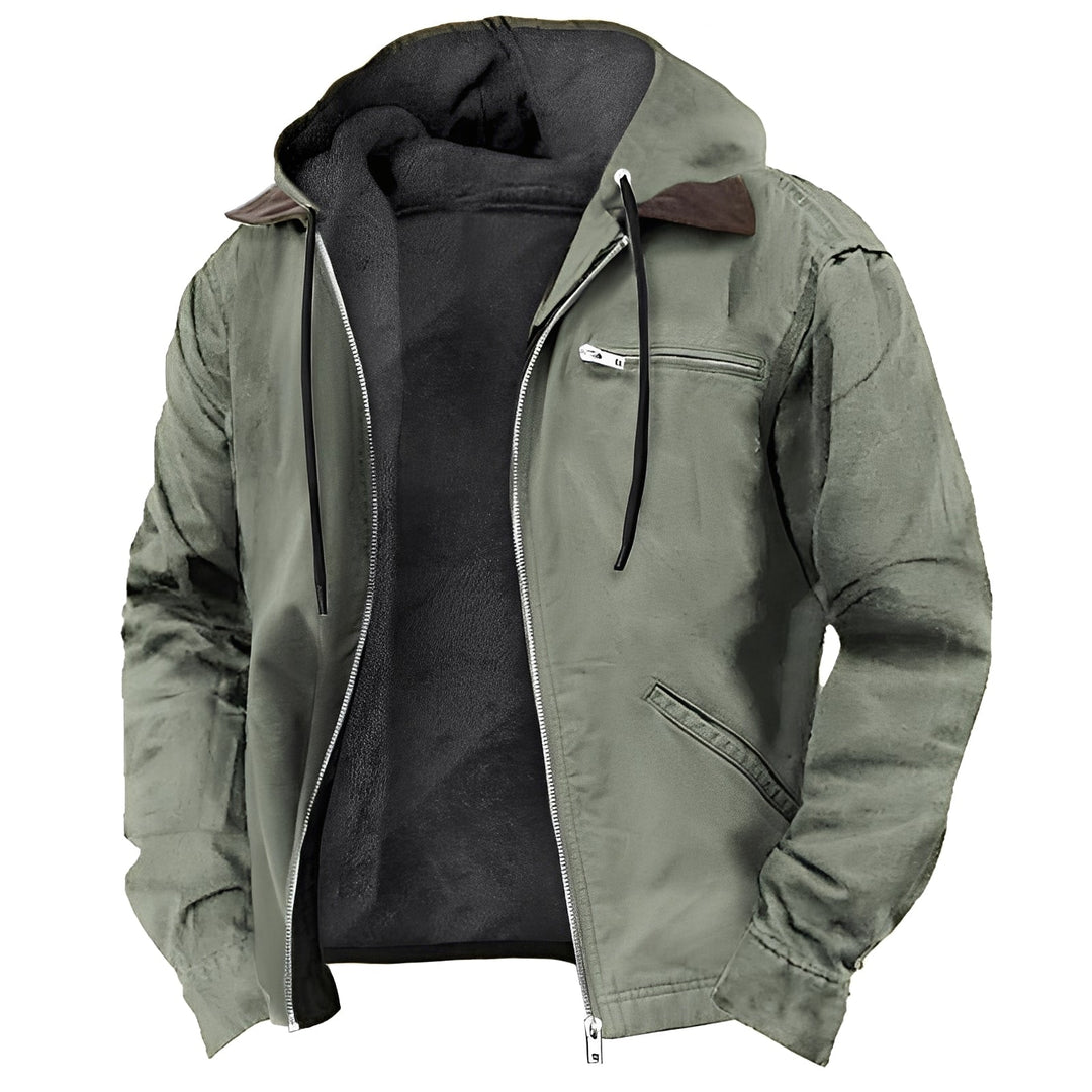 Casaco masculino com capuz, jaqueta versátil para outono/inverno, oferece conforto e estilo casual para homens.
