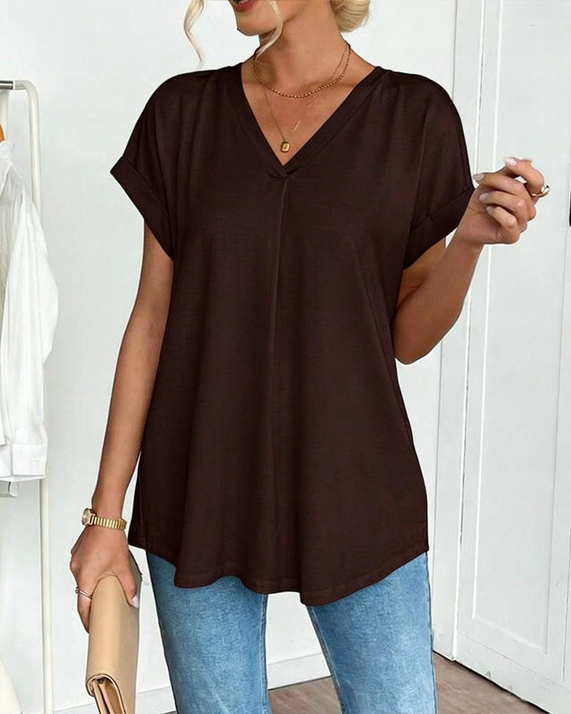 Camiseta feminina casual chic para a primavera-verão.
