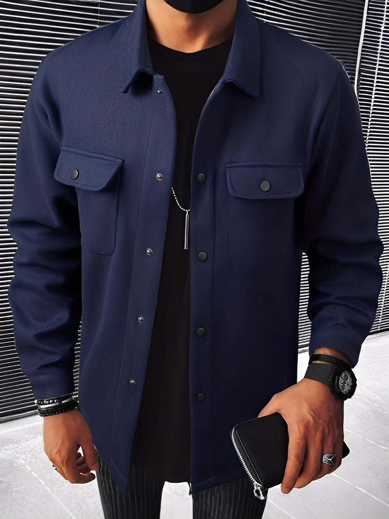 Jaqueta masculina Francis casual xadrez, com bolsos leves e design moderno para um look masculino outono/primavera.