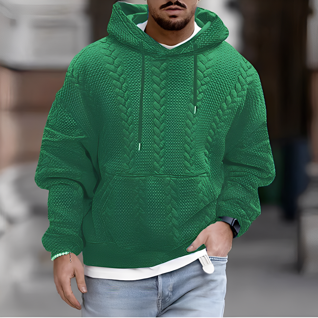 Jaqueta masculina versátil com capuz, estilo urbano casual. Agasalho confortável para homem no outono/inverno.