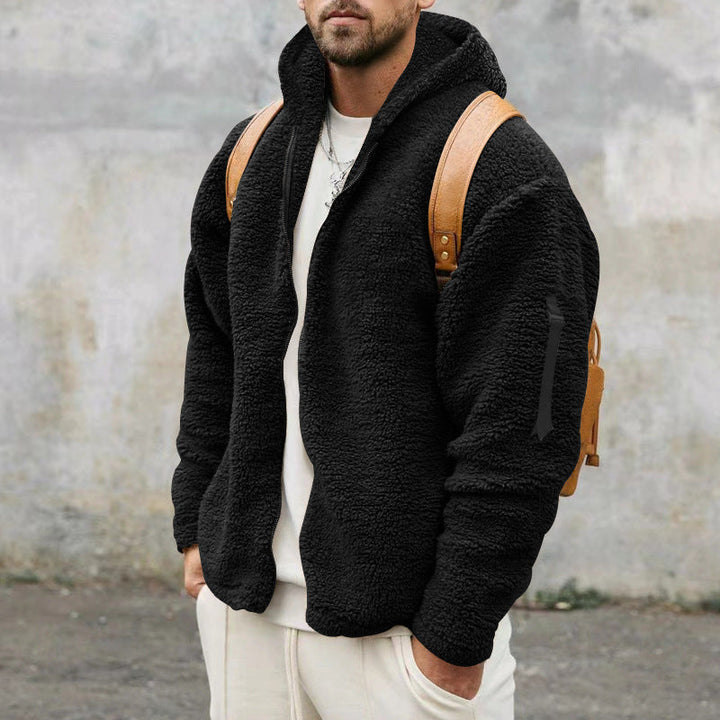 Roupa de inverno masculina: jaqueta com capuz, quente, confortável e estilosa. Perfeita para o dia a dia.