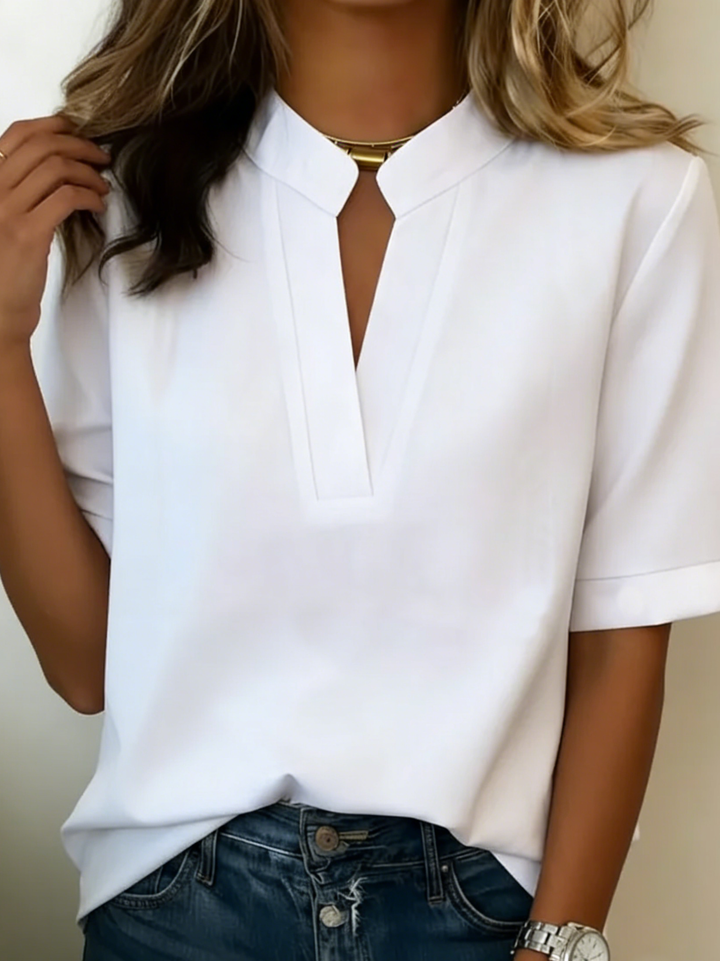 Blusa feminina relaxada Lunvessa com mangas curtas, perfeita para um look versátil e confortável no verão. Estilo.
