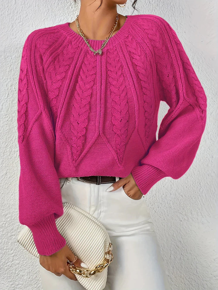 Suéter feminino de crochê em tricô. Estilo elegante e versátil, blusa de frio para um inverno com conforto.