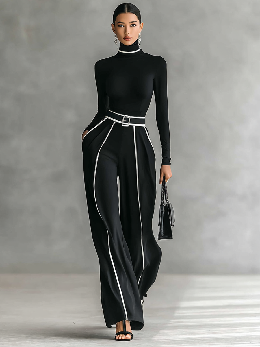 Duas peças essenciais: conjunto feminino com calça larga e blusa coordenada para um visual versátil.