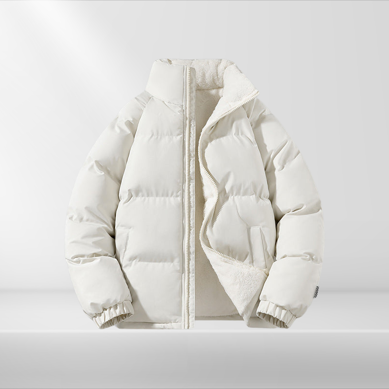 Jaqueta masculina acolchoada puffer, perfeita para o frio do inverno, com design contemporâneo.