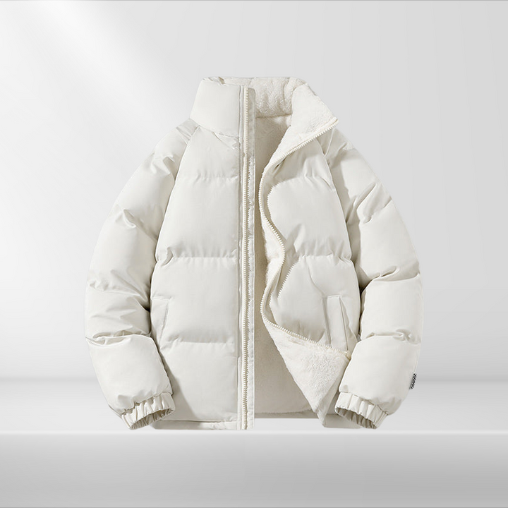 Jaqueta masculina acolchoada puffer, perfeita para o frio do inverno, com design contemporâneo.