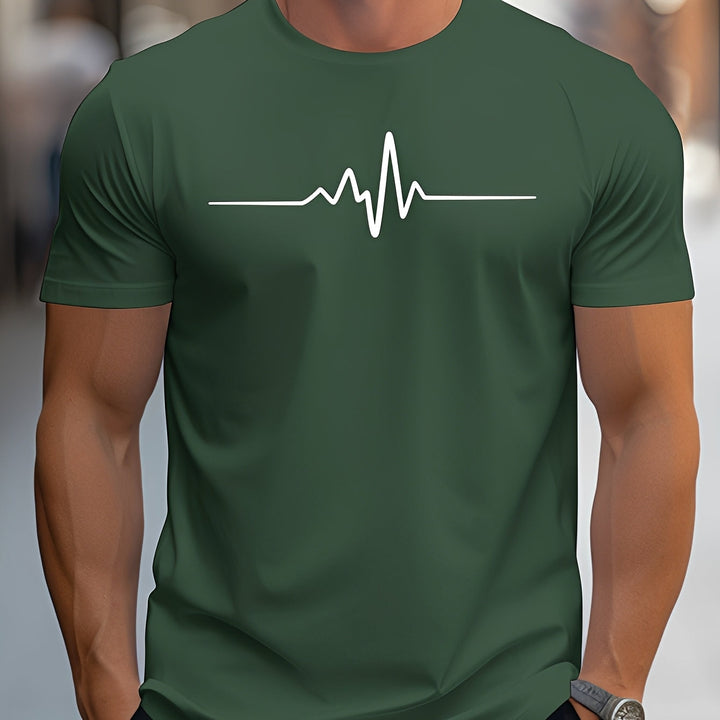Camiseta masculina casual de verão slim fit com estampa de ECG; estilo e conforto.
